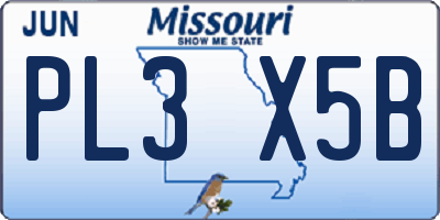 MO license plate PL3X5B