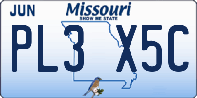 MO license plate PL3X5C