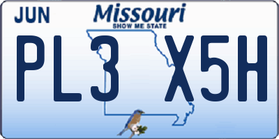 MO license plate PL3X5H