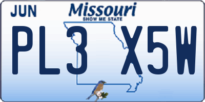 MO license plate PL3X5W