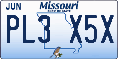 MO license plate PL3X5X