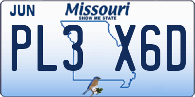 MO license plate PL3X6D