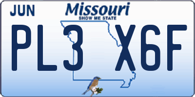 MO license plate PL3X6F
