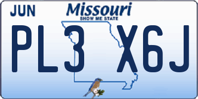 MO license plate PL3X6J