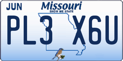 MO license plate PL3X6U