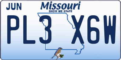 MO license plate PL3X6W