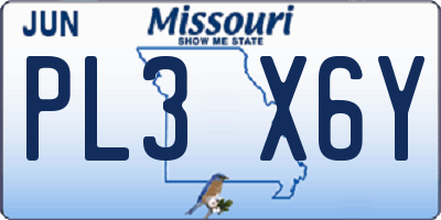 MO license plate PL3X6Y