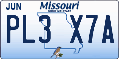 MO license plate PL3X7A