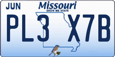 MO license plate PL3X7B
