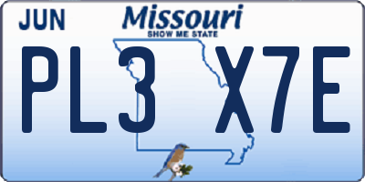 MO license plate PL3X7E