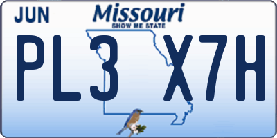 MO license plate PL3X7H