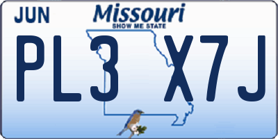 MO license plate PL3X7J