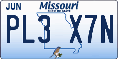 MO license plate PL3X7N