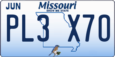 MO license plate PL3X7O
