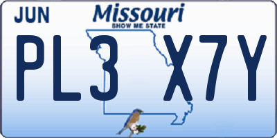 MO license plate PL3X7Y