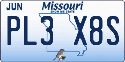 MO license plate PL3X8S