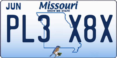 MO license plate PL3X8X