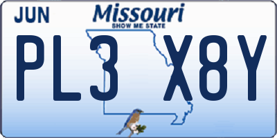 MO license plate PL3X8Y