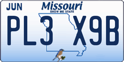 MO license plate PL3X9B