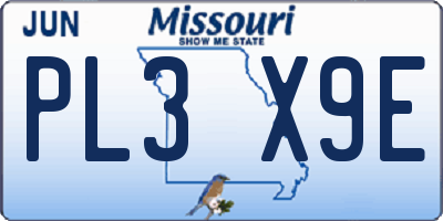 MO license plate PL3X9E