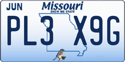 MO license plate PL3X9G