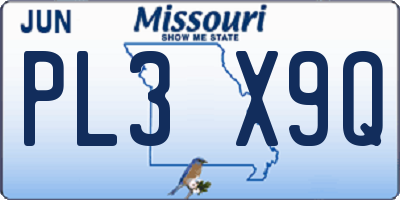 MO license plate PL3X9Q