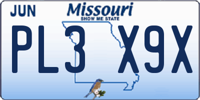 MO license plate PL3X9X