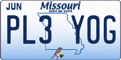 MO license plate PL3Y0G
