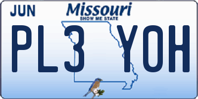 MO license plate PL3Y0H