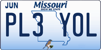 MO license plate PL3Y0L