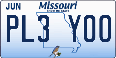 MO license plate PL3Y0O