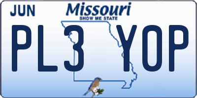 MO license plate PL3Y0P