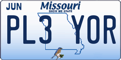 MO license plate PL3Y0R