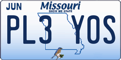 MO license plate PL3Y0S