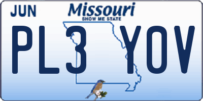 MO license plate PL3Y0V