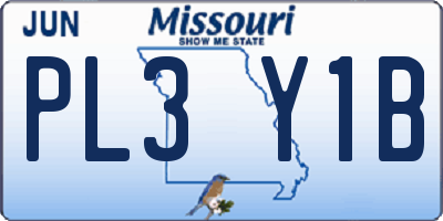 MO license plate PL3Y1B