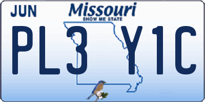 MO license plate PL3Y1C