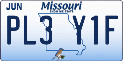 MO license plate PL3Y1F