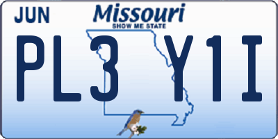 MO license plate PL3Y1I
