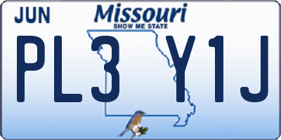 MO license plate PL3Y1J