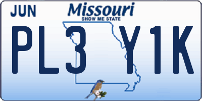 MO license plate PL3Y1K