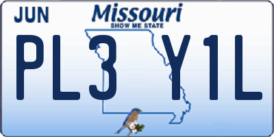 MO license plate PL3Y1L