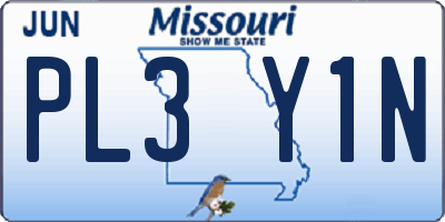 MO license plate PL3Y1N