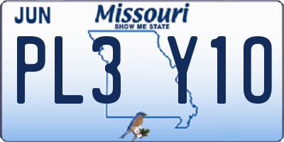 MO license plate PL3Y1O