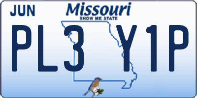 MO license plate PL3Y1P