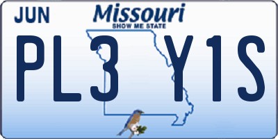 MO license plate PL3Y1S