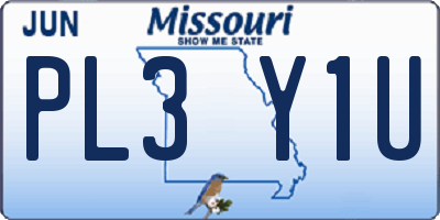 MO license plate PL3Y1U