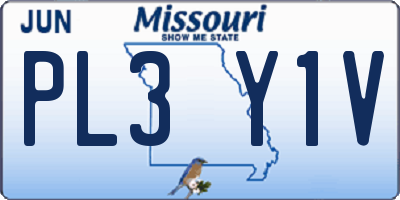 MO license plate PL3Y1V
