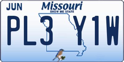 MO license plate PL3Y1W