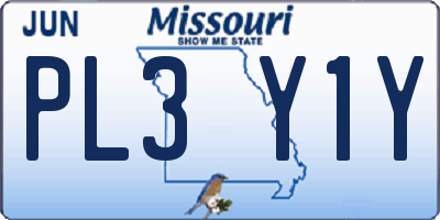 MO license plate PL3Y1Y